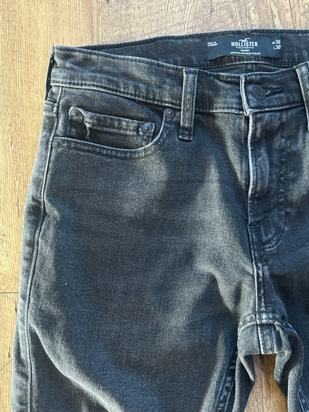Hollister Black Distressed Skinny Jeans W30 L30 High Rise Stretch - Picture 7 of 15